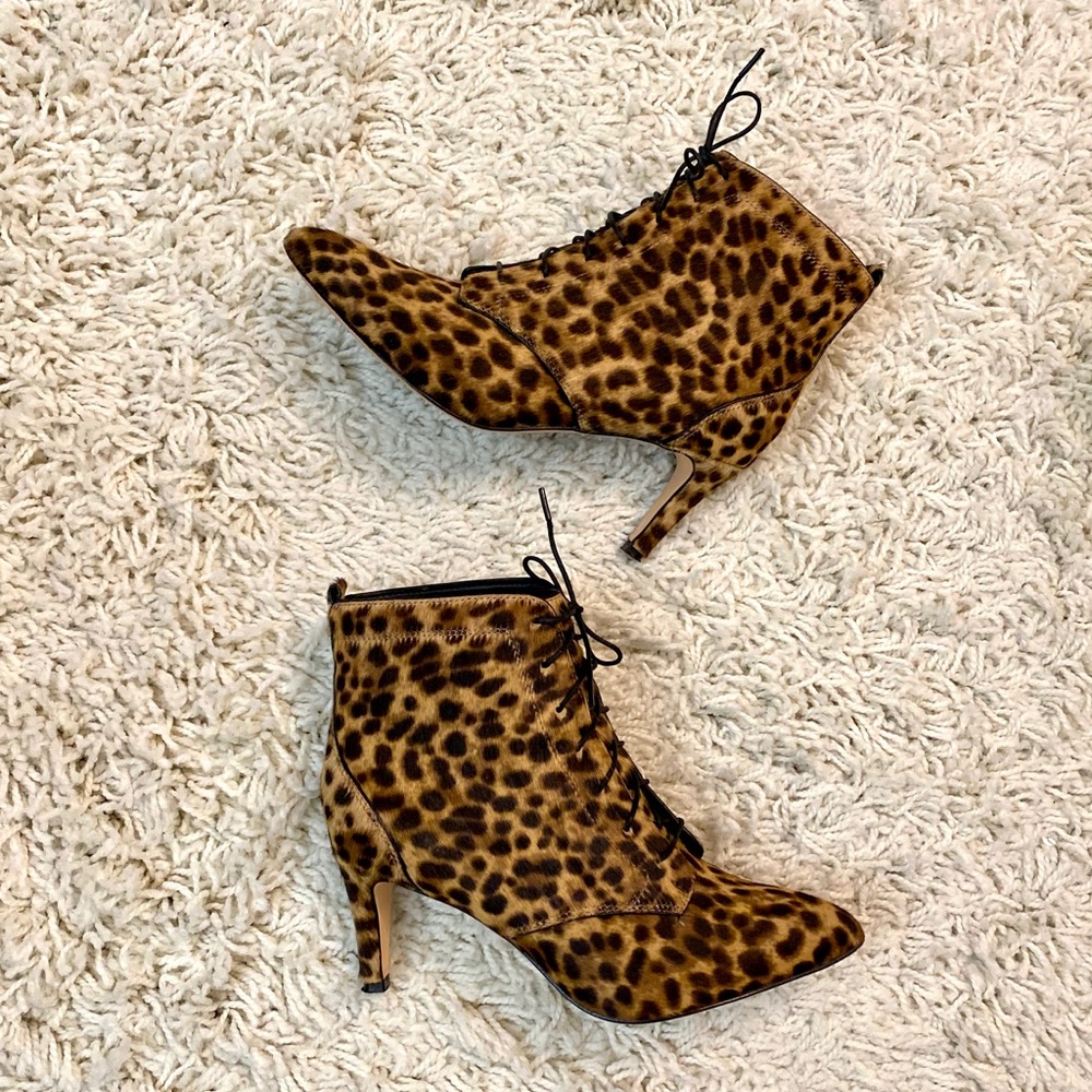 Boden Bardon Ankle Booties, Leopard, Size 7